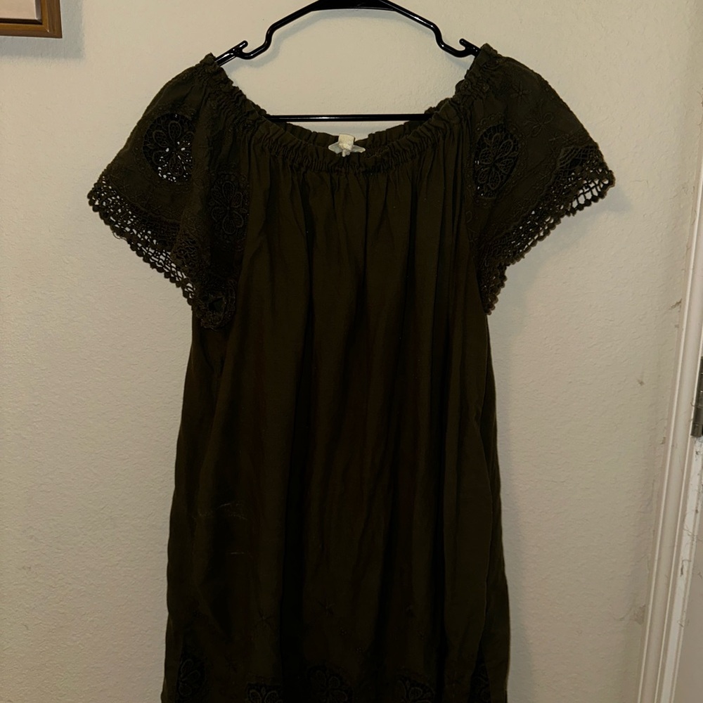 Elegant Olive Green Off-Shoulder Dress